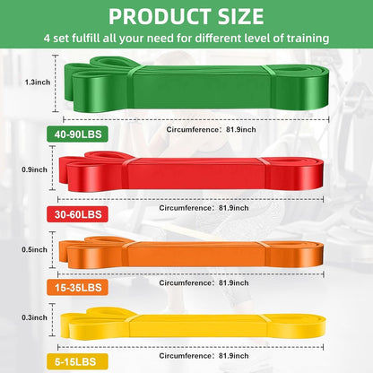 Exercise Bands Resistance Bands for Working Out,Pull up Bands Set,At Home Workout Equipment,Workout Bands for Men and Women,Stretch Bands for Exercise (Yellow, Orange, Red, Green,Blue)