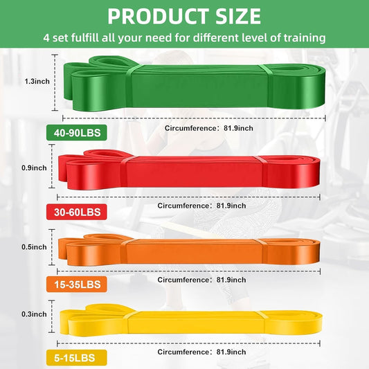 Exercise Bands Resistance Bands for Working Out,Pull up Bands Set,At Home Workout Equipment,Workout Bands for Men and Women,Stretch Bands for Exercise (Yellow, Orange, Red, Green,Blue)